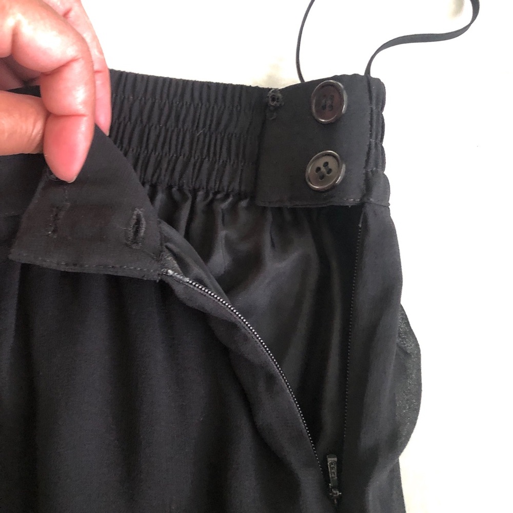 Niteline Della Roufogali Womens Silk Pants Wide Leg Side Zip Black Vintage 8P - Picture 7 of 11